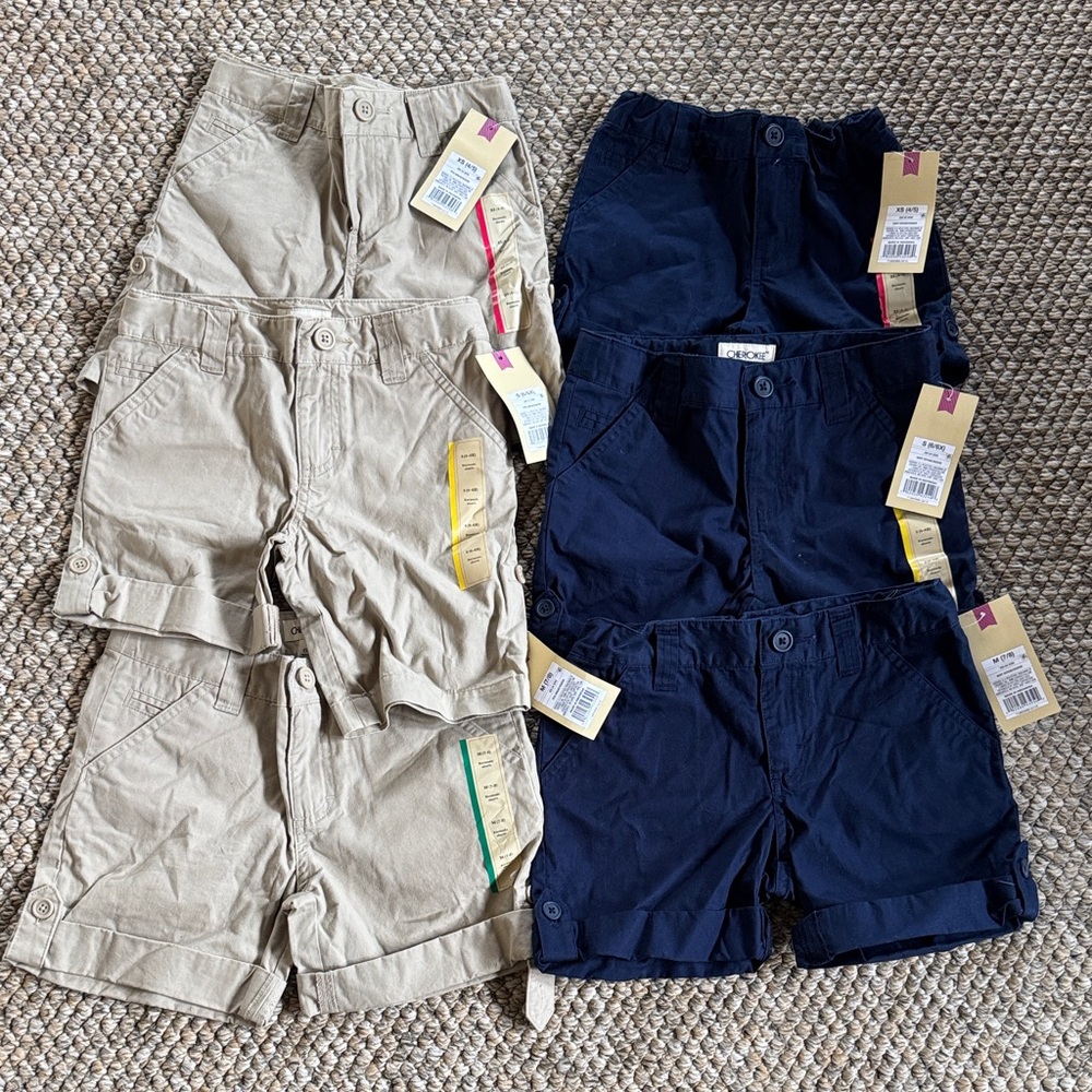 Girl’s Cherokee Bermuda Cargo Shorts Set - Navy and Khaki XS, S, M NWT